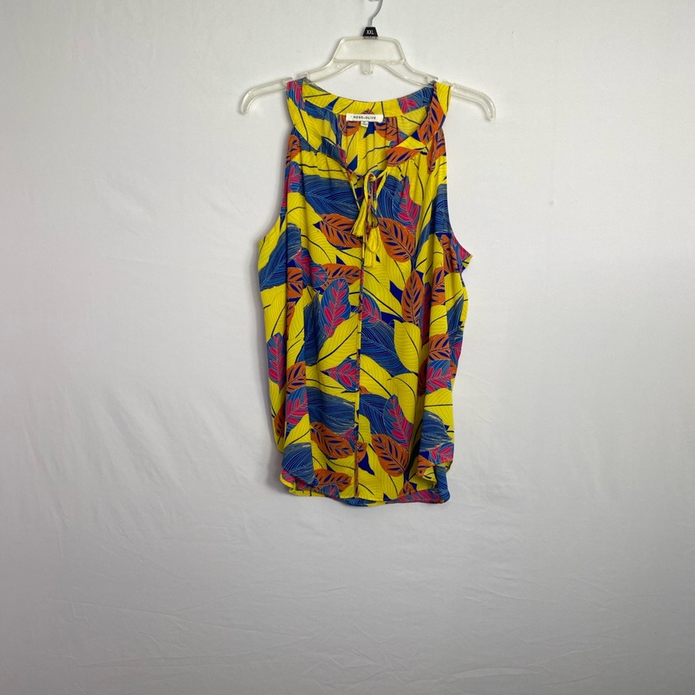 Vibrant Yellow and Blue Sleeveless Top